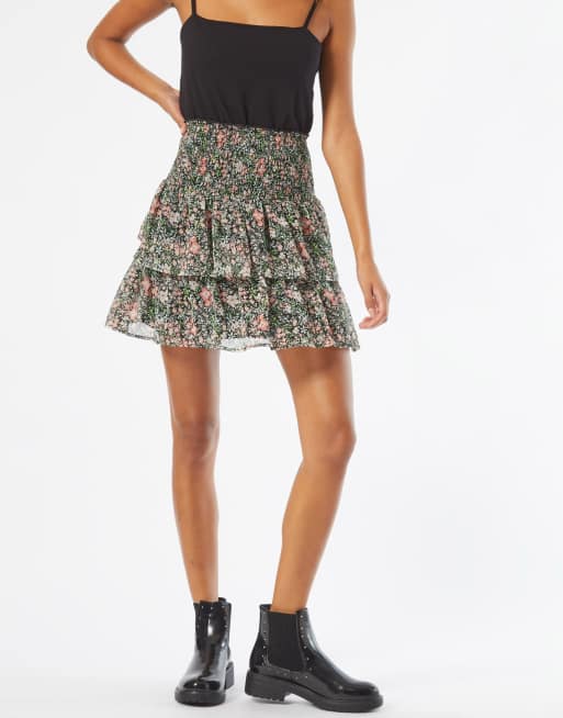 miss selfridge floral midi skirt