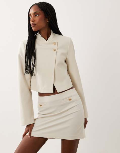 Miss Selfridge mini skirt in ivory (part of a set) - view 1