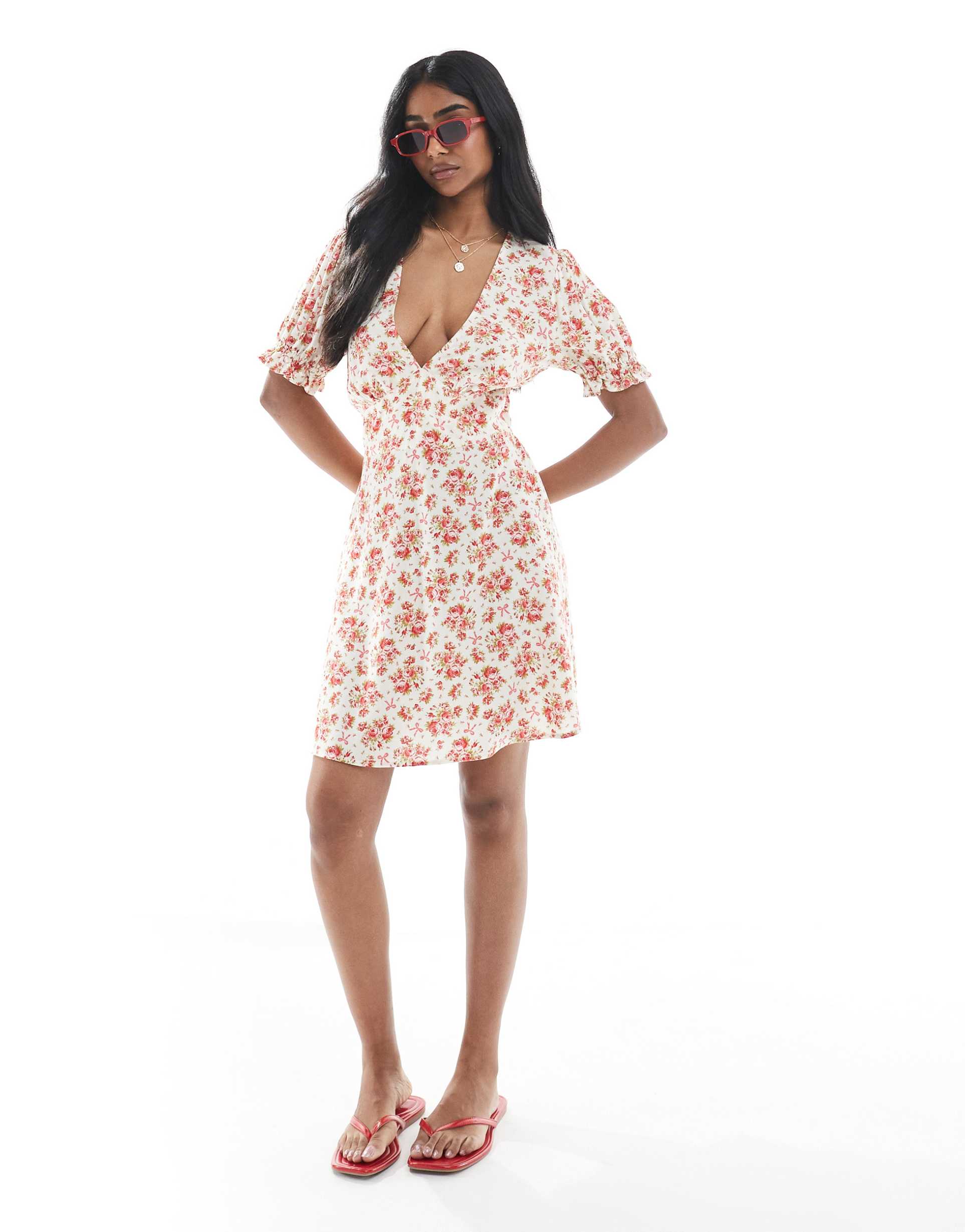 miss selfridge mini tea dress in orange vintage floral