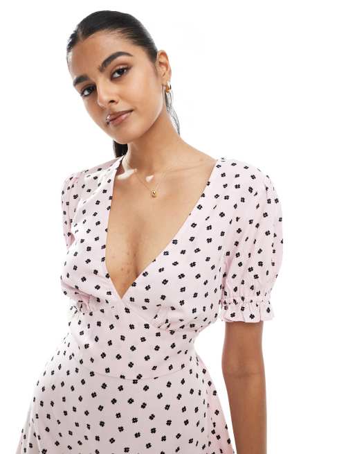 Miss Selfridge mini tea dress in spun pink polka dot print, 4 of 4