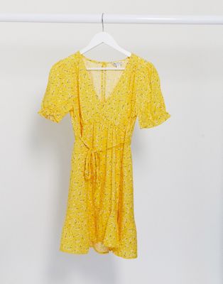 yellow floral tea dress
