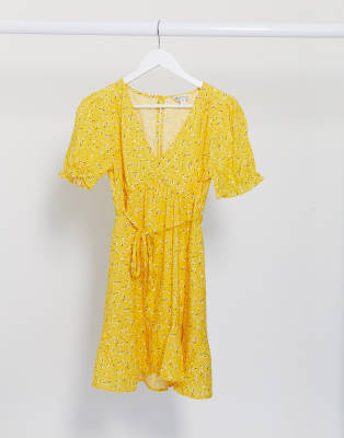 yellow floral tea dress