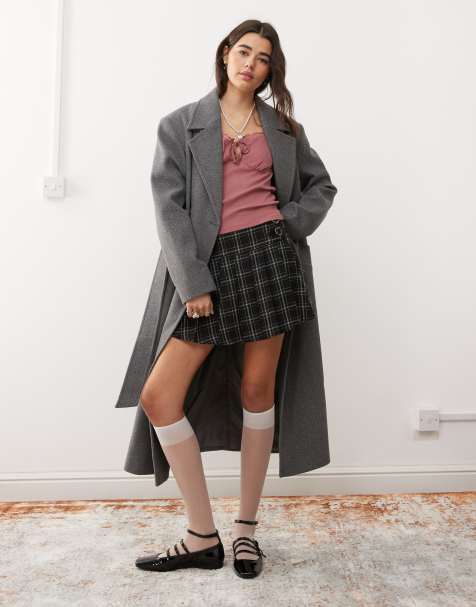Miss Selfridge - Minigonna a pieghe con stampa a quadri - view 1
