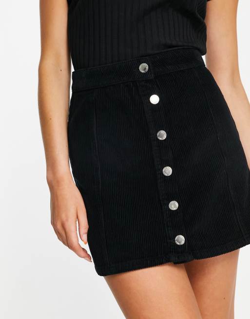 Miss Selfridge - Minigonna in tessuto a coste nera