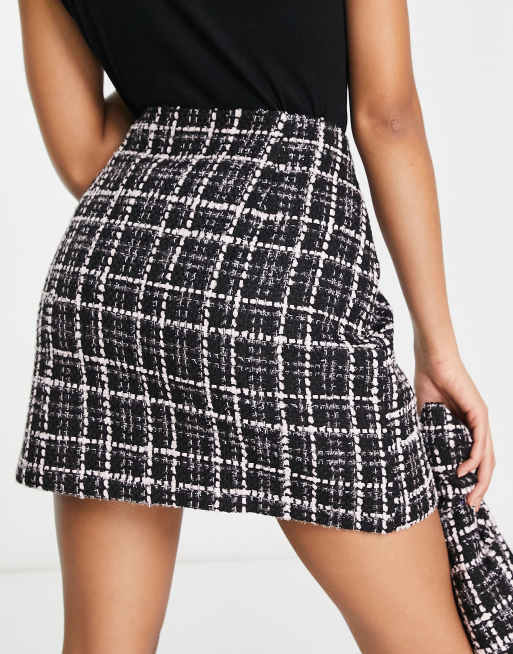 Miss Selfridge - Minigonna metallizzata a quadri con bottoni in coordinato , 2 di 4