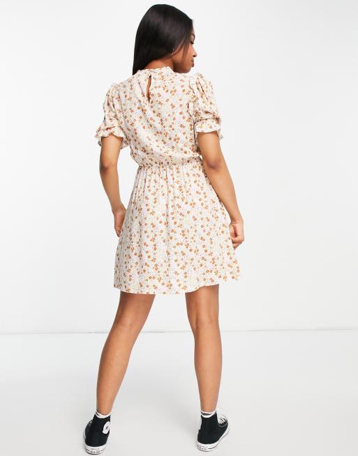 Miss Selfridge - Minikjole med flæsekrave og rustfarvet blomstermønster, 2 af 4
