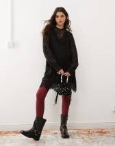 Miss Selfridge – Minikleid aus schwarzer Spitze im viktorianischen Stil