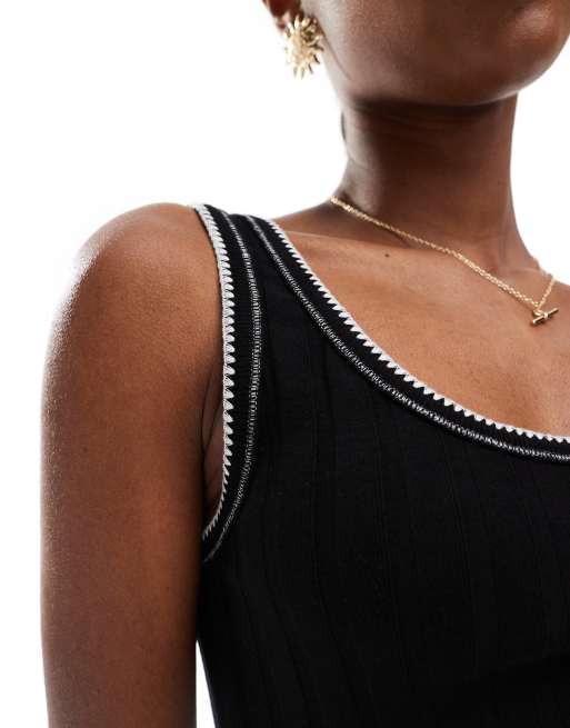 Miss Selfridge – Minikleid in Schwarz mit Kontrastnaht und Taschendetail, 3 von 4