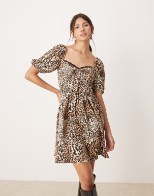 Miss Selfridge - Minikleid mit Animalprint-Bunt