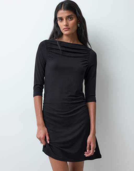 Miss Selfridge Minikleid mit U-Boot-Ausschnitt und Raffungen, 2 von 5