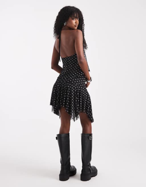 Miss Selfridge - Mininederdel med tørklædekant og polkaprikker, 5 af 5