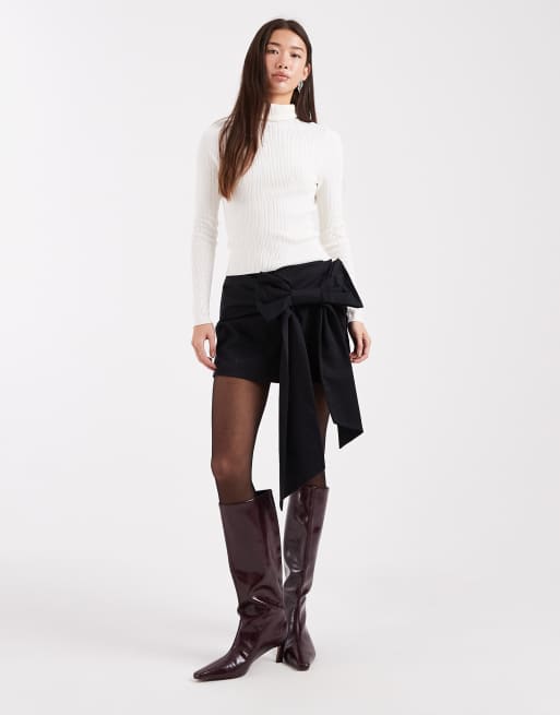 Miss Selfridge - Minirok met extreme strik in zwart, 2 van 5