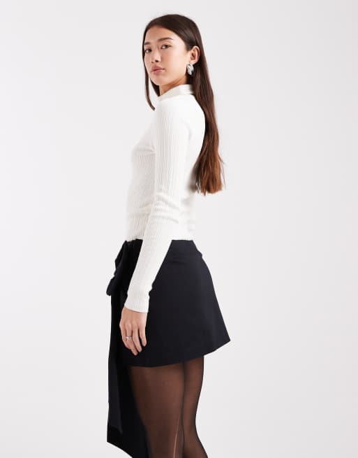Miss Selfridge - Minirok met extreme strik in zwart, 3 van 5