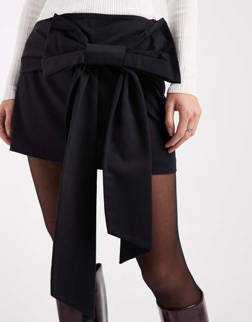 Miss Selfridge - Minirok met extreme strik in zwart, 4 van 5