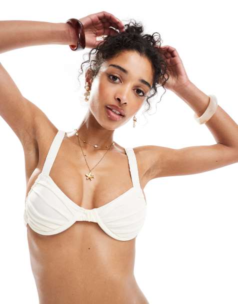 Miss Selfridge - Mix and Match - Haut de bikini avec bonnets froncés - Crème - view 1