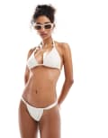 [Miss Selfridge] Miss Selfridge Mix and Match high leg bikini bottoms in cream-White 10 CREAM