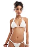 [Miss Selfridge] Miss Selfridge Mix and Match knot triangle bikini top in cream-White 8 CREAM