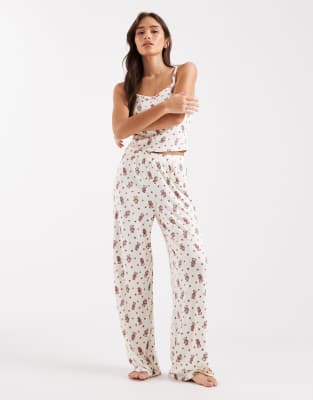 Miss Selfridge - Mix and Match - Pyjamahose mit Teddybären-Print-Bunt