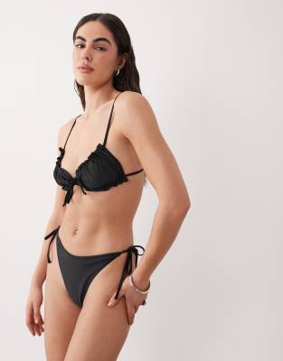 Miss Selfridge Mix And Match Scrunchie Bikini Top In Black
