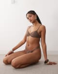 [Miss Selfridge] Miss Selfridge Mix and Match strappy cup bikini top in mocha-Brown 4 Mocha