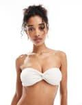 [Miss Selfridge] Miss Selfridge Mix and Match twist bandeau bikini top in cream-White 4 CREAM
