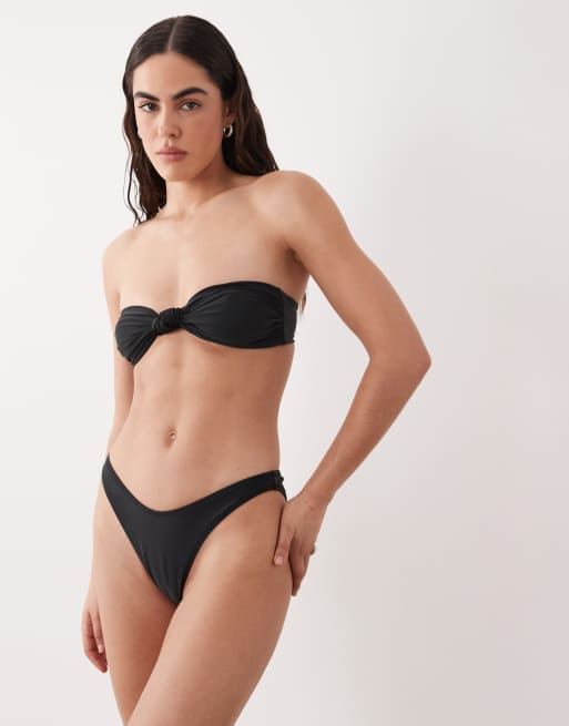 Miss Selfridge mix and match V front high leg bottom in black, 3 of 4