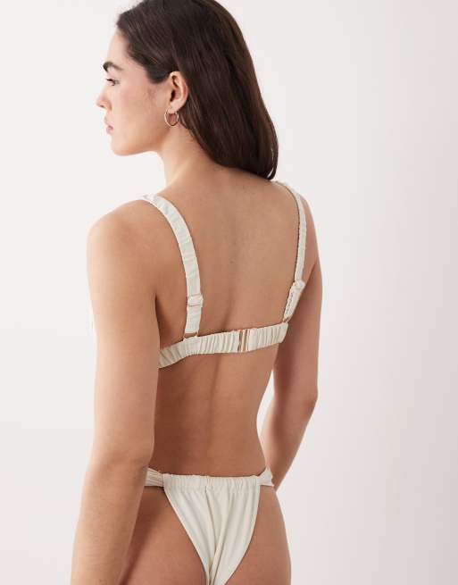 Miss Selfridge - Mix en match - Bikinibroekje met gerimpelde cups in crème, 4 van 4