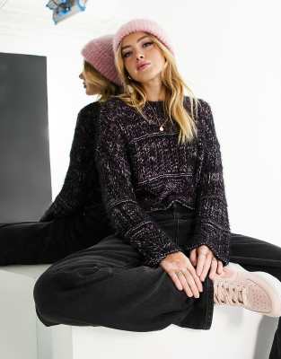 Miss Selfridge mix lash punk knit jumper in black