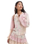 [Miss Selfridge] Miss Selfridge mix match print woven shirt in pink ditsy print 8 Pink ditsy print