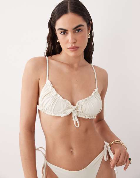 Miss Selfridge - Mix og match - Rynket cremehvid bikinitop - view 1