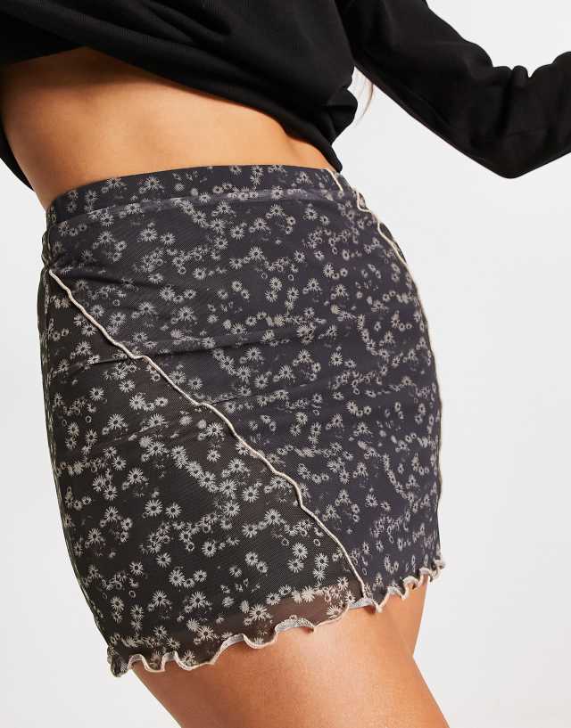 Miss Selfridge - mixed print exposed seam skirt