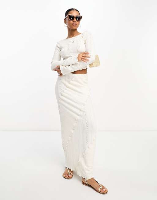 Ivory knit 2024 midi skirt