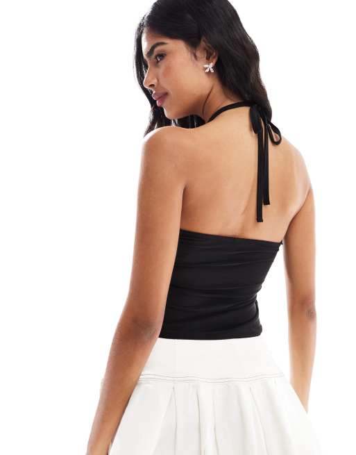 Miss Selfridge – Mjuk topp med halterneck och smala axelband, 4 av 4