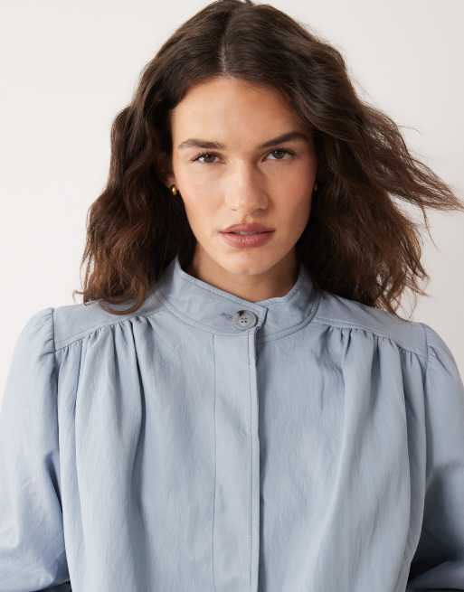 Miss Selfridge – Mjukblå jacka i läderimitation med indragen detalj, 4 av 4