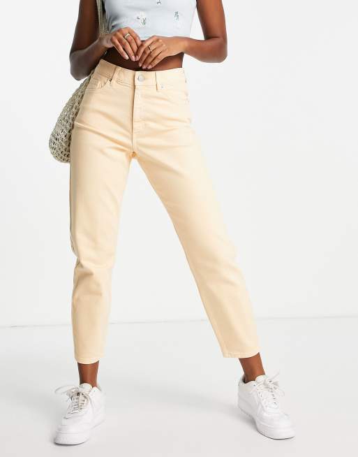 Miss Selfridge Mom high waist jean in apricot | ASOS