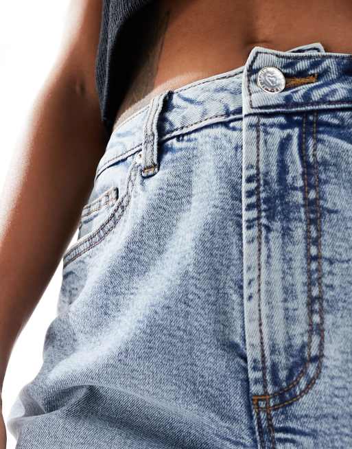 Miss Selfridge mom high waist jean in light acid wash blue, 2 of 5