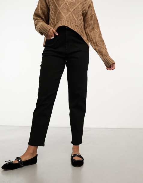 Miss Selfridge mom high waist jeans in black wash - view 1