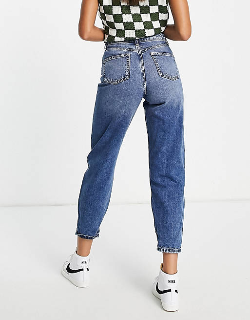 Jeans Miss Selfridge Mom high waist tapered jeans in darkwash blue 