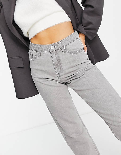  Miss Selfridge Mom high waist tapered jeans in grey 