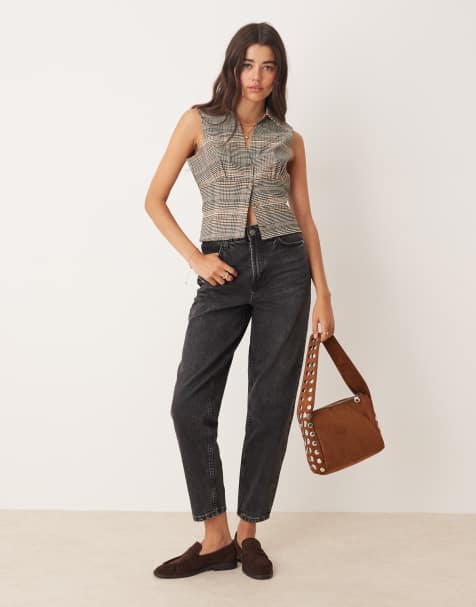 Miss Selfridge mom jean in black wash - view 1