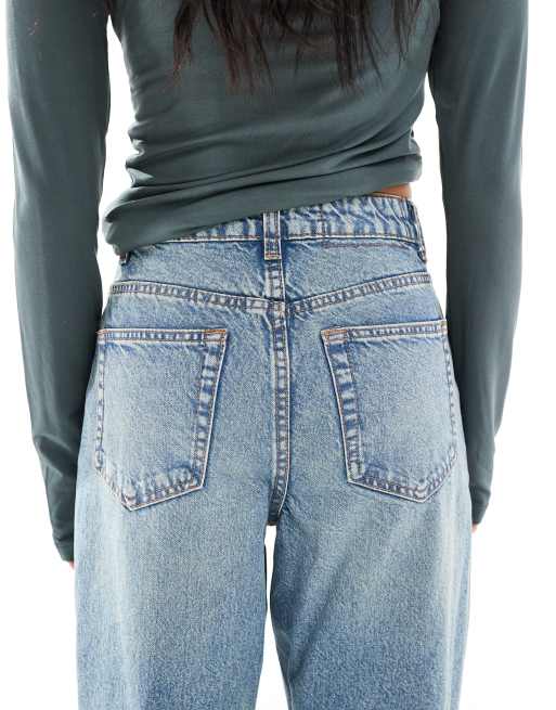 Miss Selfridge - Mom jeans a vita alta lavaggio chiaro, 4 di 5