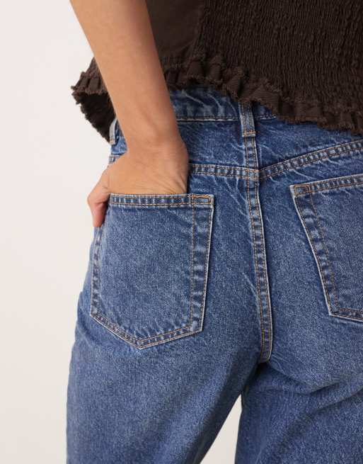 Miss Selfridge mom jeans in mid blue wash, 4 of 5