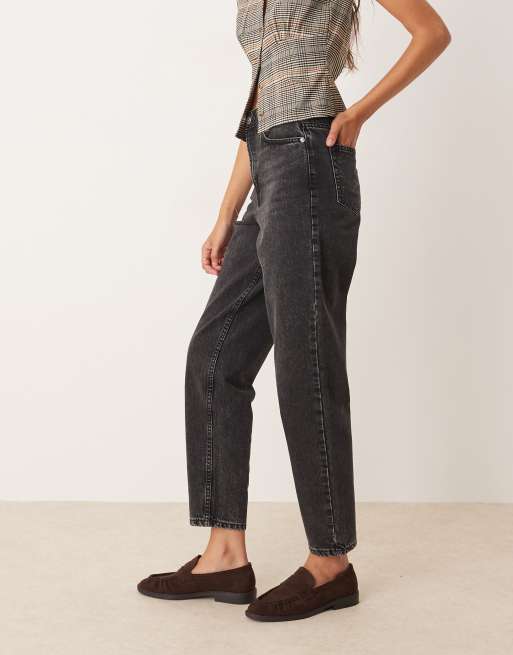 Miss Selfridge – Mom-Jeans in schwarzer Waschung, 2 von 5