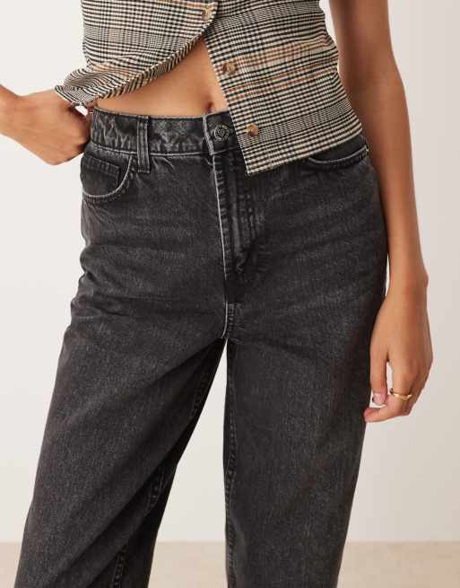 Miss Selfridge – Mom-Jeans in schwarzer Waschung, 3 von 5