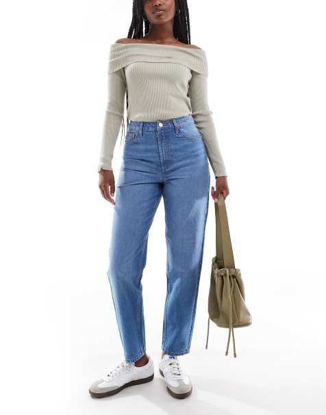 Miss Selfridge - Mom jeans met hoge taille in middenblauwe wassing - view 1