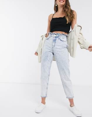 miss selfridge frill top mom jeans