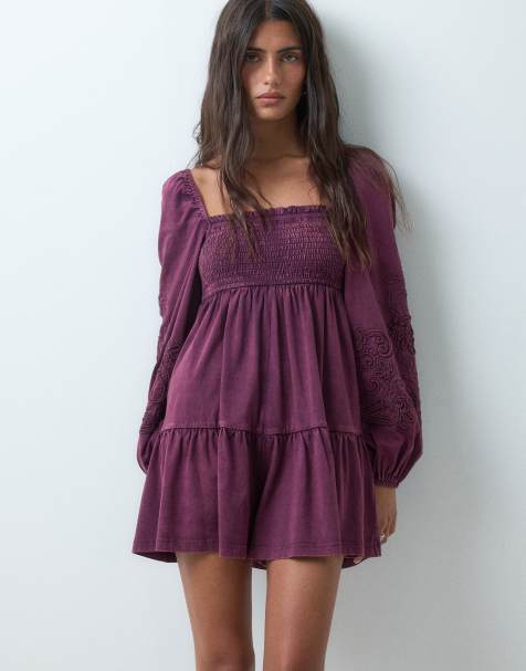 Miss Selfridge - mono corto de manga larga con bordado en fig - view 1