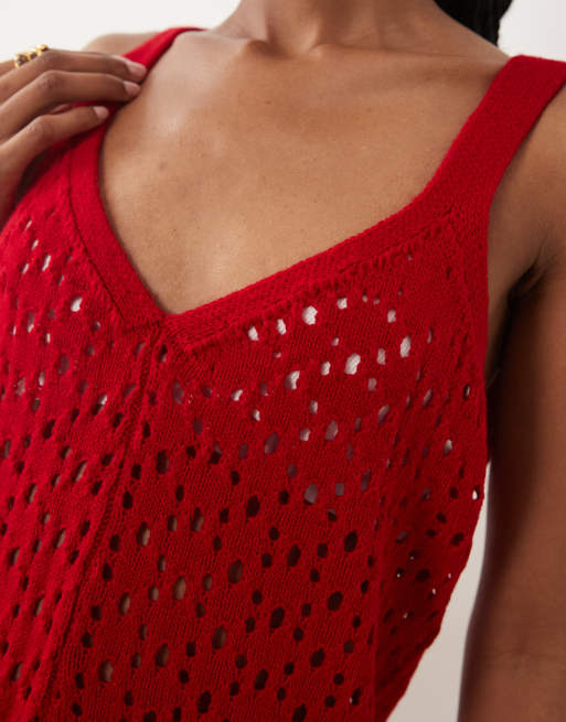 Miss Selfridge - Mono corto rojo de croché, 3 de 4