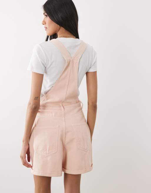 Miss Selfridge - Mono corto rosa pastel lavado estilo peto, 4 de 4