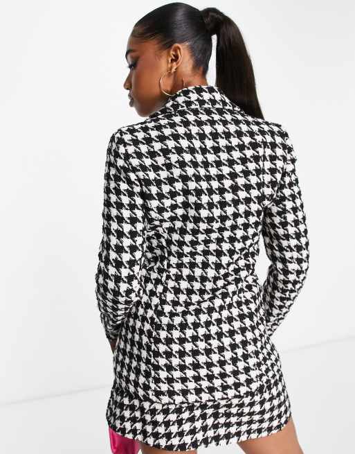 Miss Selfridge Fitted Cropped Peplum Blazer With Belt In Mono